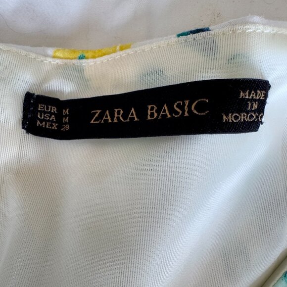 Zara White with Yellow and Turquoise Floral Tea Dress - Picture 9 of 13